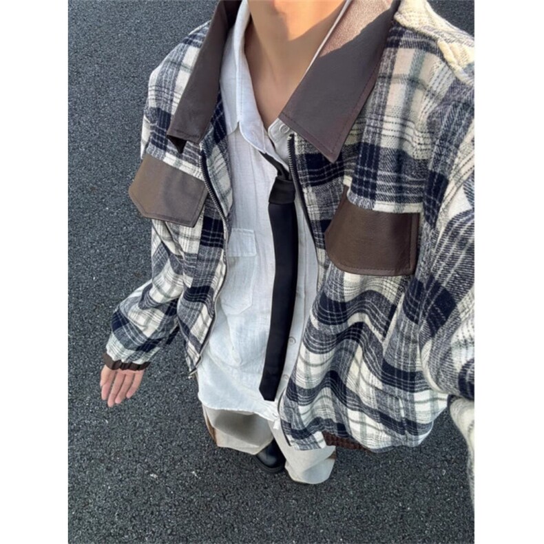 冬季新款棉衣男格子拼接刺绣男女同款保暖宽松棉服外套J223,男装夹克,星座1116A（原606A-3）