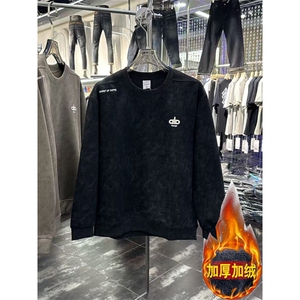 1506-1/WW721/P45式扎染复古圆领长袖卫衣男字母加绒上衣百搭图片