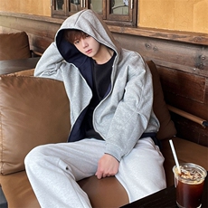 抖音得物高品质二开25秋冬美式重磅宽松结构双面连帽卫衣外套W68，男装卫衣，电商A486