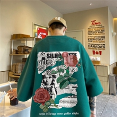 华夫格短袖直播高品质重磅220克玫瑰印花HT3107-P20，男装T恤，星座508（原C305）