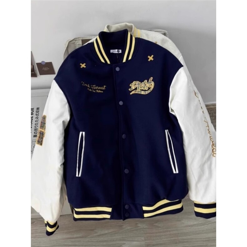 字母刺绣棒球服外套男女秋设计感宽松休闲百搭情侣上衣HH3990P68,女装短外套,星座1013-5