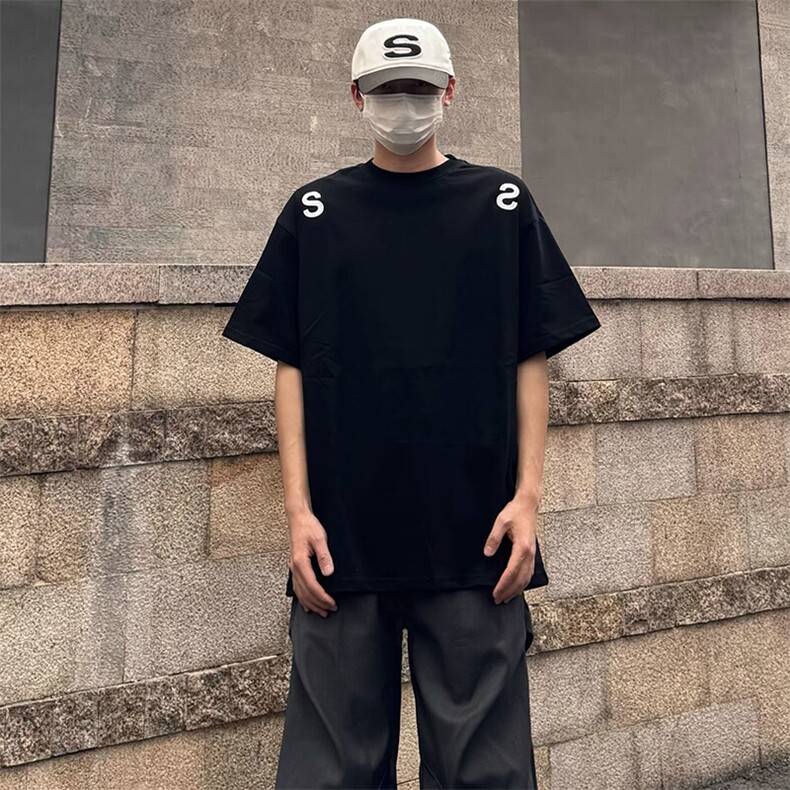 万针全刺绣工艺抖音得物高品质260克重磅纯棉双纱美式高街短袖T恤图片