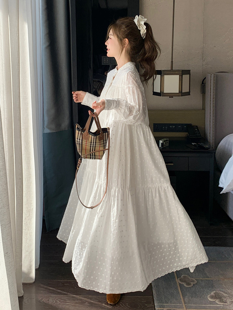 法式茶歇长袖连衣裙女2025春秋季新款温柔风宽松过膝显瘦衬衫裙子,女装连衣裙,C位
