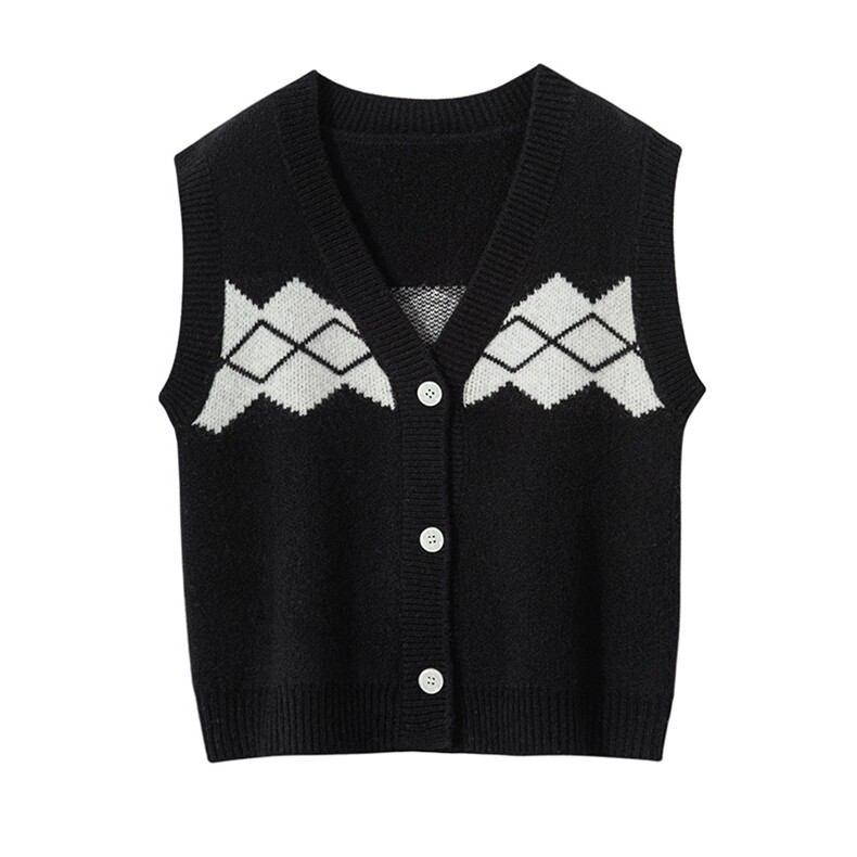儿童无袖V领毛衣背心加厚保暖芝麻点图案设计舒适百搭秋冬必备，童装毛衣，宏杨羊绒