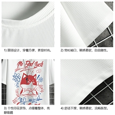 HT73226-P22华夫格t恤男短袖男大码五分袖网格，男装T恤，电商A040A