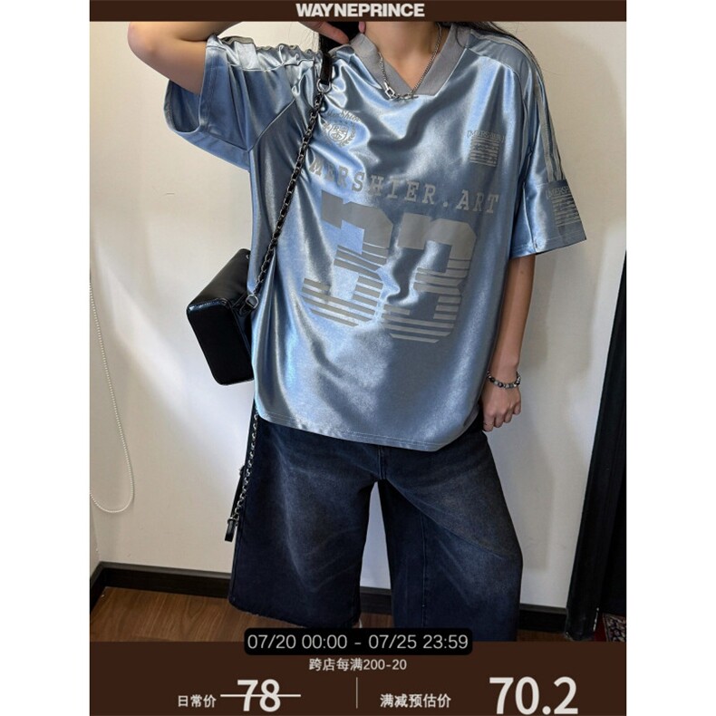 美式冰球服jerseyfit球衣运动缎面透气短袖T恤男女宽松上衣,男装T恤,星座506A