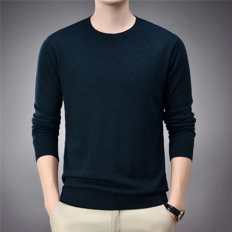 超细美丽诺羊毛男士圆领，男装针织衫/毛衣，杭跃羊绒