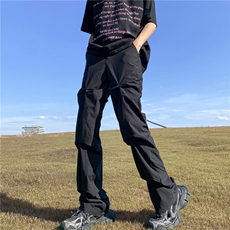 高街2023夏季新款潮流街头褶皱休闲长裤B315-K23379-P60控78，男装休闲裤，电商B315