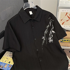 F203-P302024新款冰丝短袖衬衫男夏季潮牌港风休闲上衣现货，男装衬衫，星座512-6