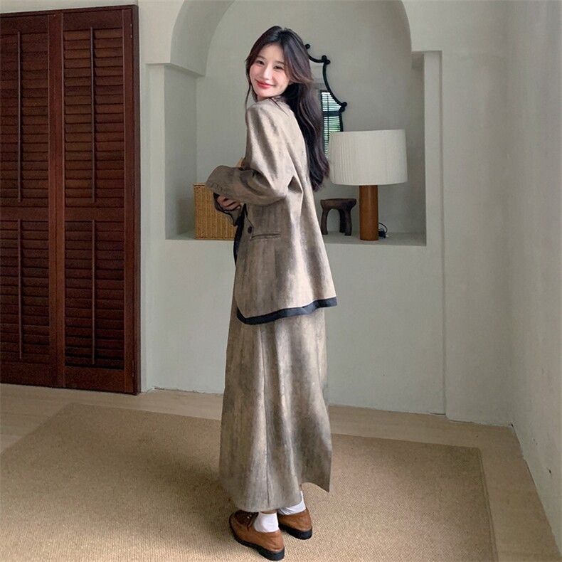 （新品）秋装新款晕染欧根纱拼接西装半裙套装F562-P175-K268,女装套装/套裙,2C255