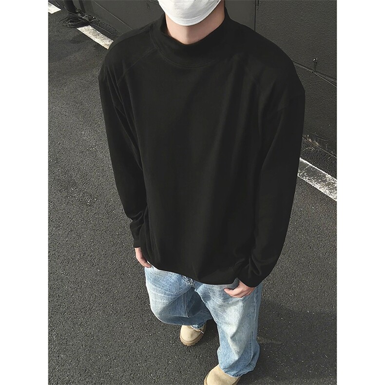 模特-男款高级感半高领德绒打底衫长袖t恤9119-P25,男装T恤,电商B380（原B361）