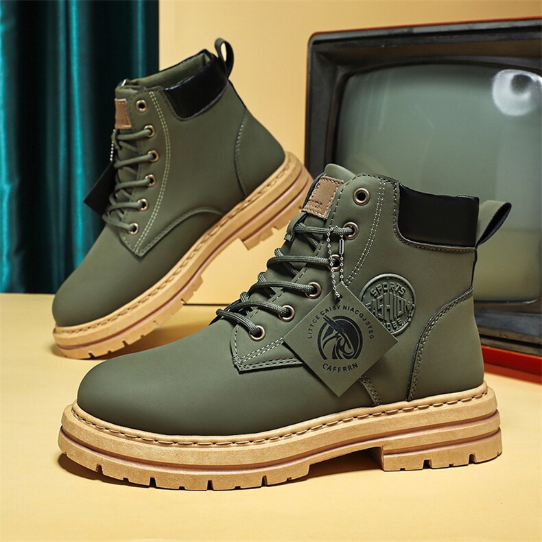 大码男鞋2023秋季大黄靴防滑潮流防水英伦马丁靴潮男短靴，男鞋马丁靴，电商A223