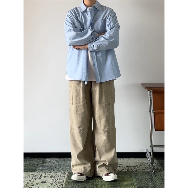 1506/Q30550/P42日系男装春秋简约休闲百搭衬衫宽松休闲衬衣男,男装衬衫,星座1506