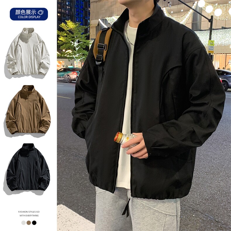 现货美式蝙蝠袖立领夹克外套男2026新款短款外套JK02636-P75图片