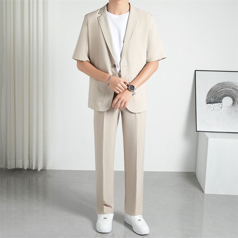 TW053-P952025夏季时尚港风宽松男七分袖西服两件套装阔版,男装西服,星座507A（原星座306B-2）