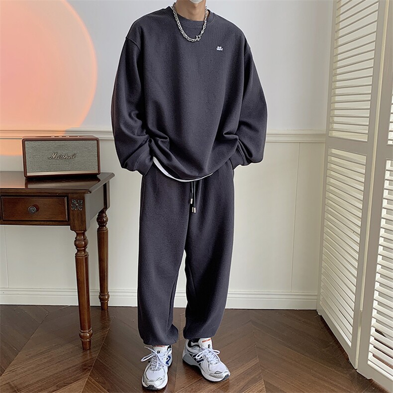 华尔夫运费套装男韩版潮2023秋冬新款ins宽松百搭两件套W3813-P52,男装休闲套装,星座412-3