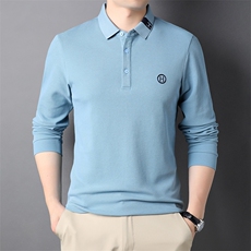 秋冬季长袖T恤男厚Polo衫翻领纯棉打底衫中年爸爸装HPN761-P75，男装T恤，电商B212（原钱塘6029）