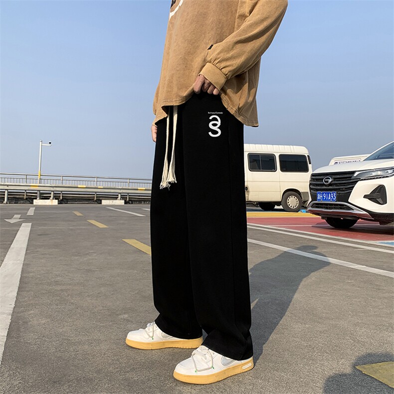 春季情侣百搭印花休闲裤男大码宽松拖地裤K181P50 控78图片