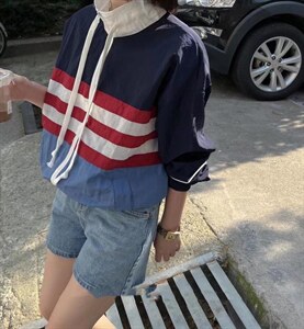 夏季新品欧洲站洋气撞色立领防晒衣图片