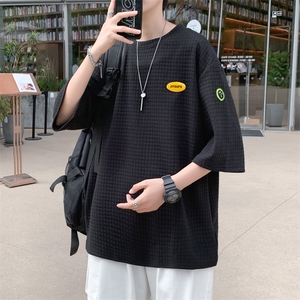 2021上衣新款短袖新款潮牌ins百搭华夫格宽松夏季t恤 T227-P22图片