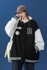 2022秋季新款简约拼接美式复古棒球服外套夹克ins潮G113--P65控88，男装夹克，A247A