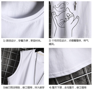 BX25133-P20 港风运动汗背心男大码汗衫男无袖T恤男 网格挂拍图片