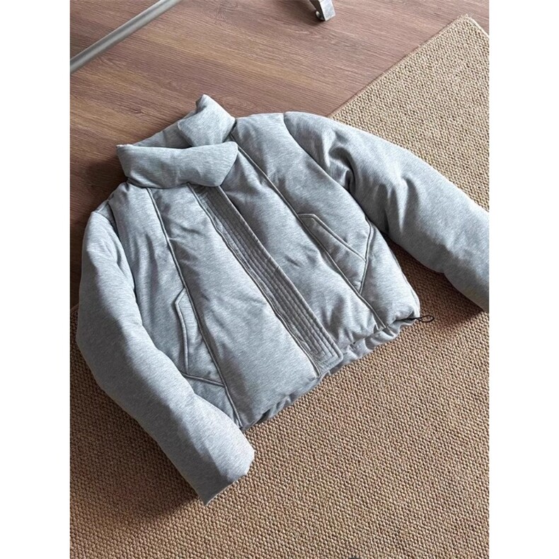 浅灰色哈灵顿棉服空气层围巾外套MY308特P93，男装棉衣，星座908-1