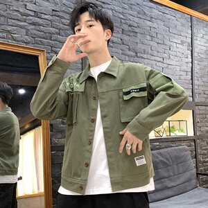 2021春秋季新佳乐日系潮男大码贴布工装翻领夹克外套J972-P65图片