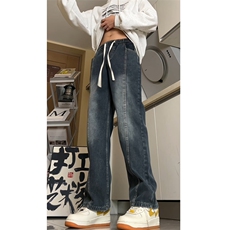 现货~2牛仔裤男美式复古裤子宽松直筒阔腿长裤BK420-P50，男装牛仔裤，星座515