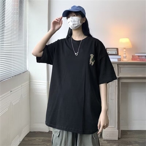 短袖T恤情侣夏季潮流男女纯棉植绒印花半袖港风T恤T60-310B-1 P25图片