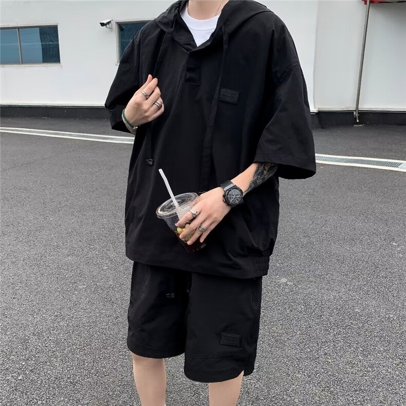 套装男女夏季新款短袖韩版潮流宽松2024新款ins五分裤W5831-P55,男装牛仔裤,星座412-2