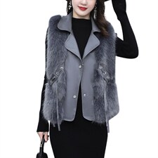 芷墨2021冬新款时尚短款小个子皮草马甲坎肩毛绒加厚保暖外搭背心，女装皮草，芷墨服饰