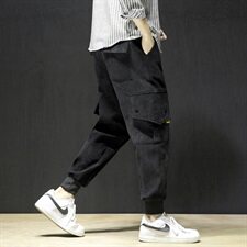 20春季新款日系黑墙大码工装灯芯绒潮流宽松休闲裤K1012-P45，男装休闲裤，电商A009A（原A058A）
