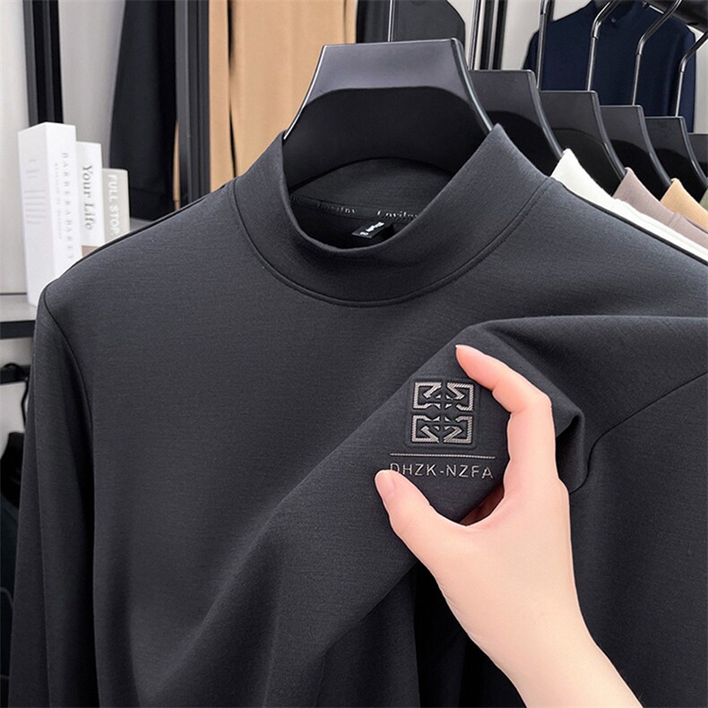 B9511铜氨丝莫代尔广州精品男士打底衫加绒舒适图片