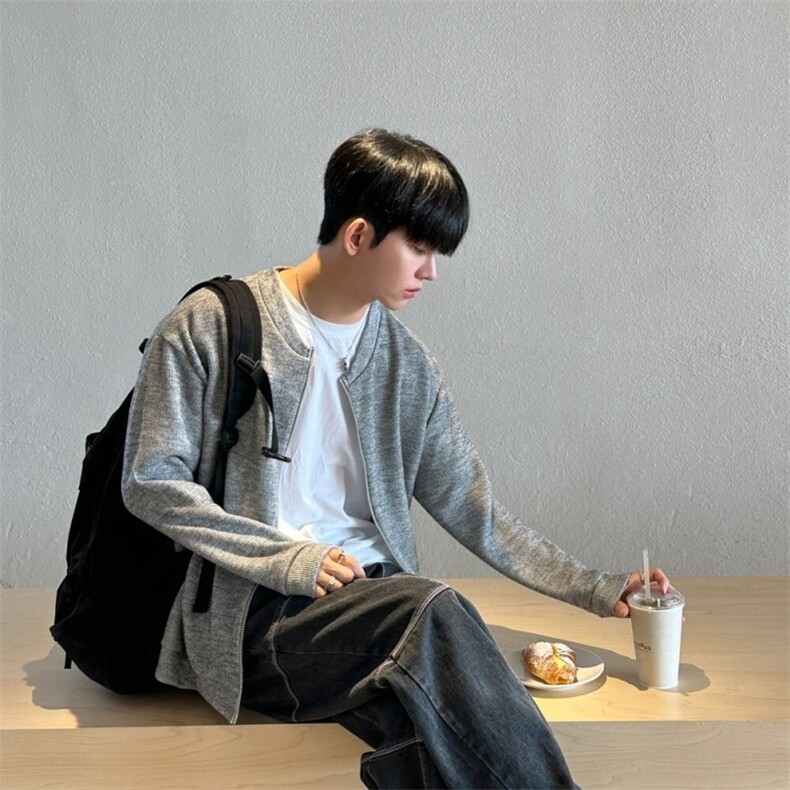 816B-KS02-P68高级感简约开衫针织衫外套中性韩ins,男装针织衫/毛衣,星座816B