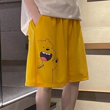 可爱小熊冰丝运动短裤男潮牌ins夏季薄款裤子男韩版潮流宽松大码，男装休闲裤，电商A040