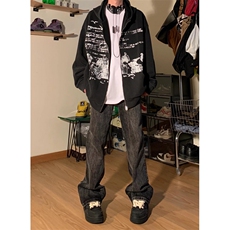 【有货】165CC-特P58水洗做旧开衫卫衣男连帽外套，男装卫衣，星座1007（原301D）