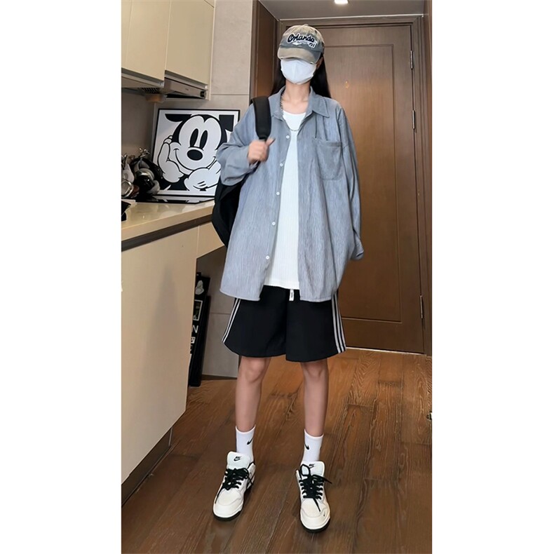 现货CS10055-P40控68高质量宽松衬衫潮流冰丝衬衫长袖外套,男装衬衫,电商A059
