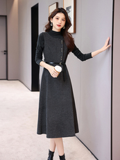 秋冬打底衫毛呢背心裙两件套女2024新款修身显瘦气质打底套装裙子，女装套装/套裙，奋斗女王