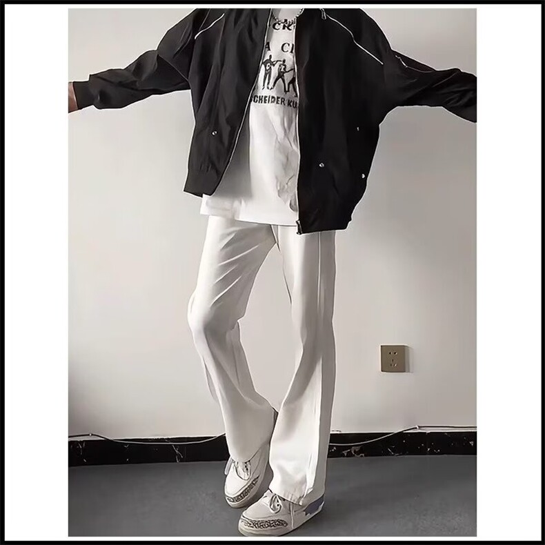 白色微喇牛仔裤男款小个子美式裤子显瘦显高直筒裤HK1012P33,男装牛仔裤,星座1112-1