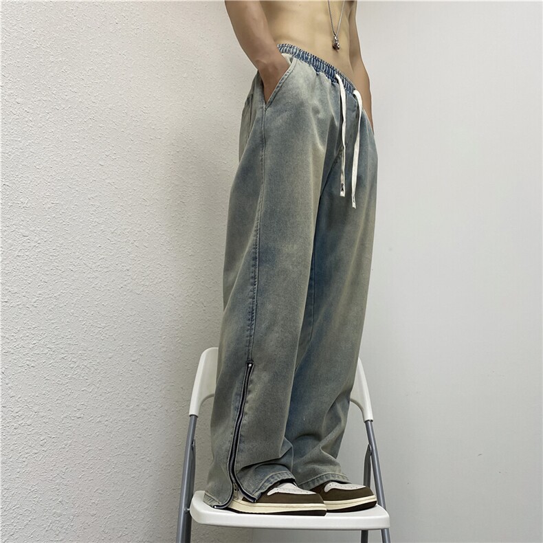 k787-p55-控78M-5XL现货拉链高阶港风中性ins宽松牛仔裤,男装牛仔裤,星座116