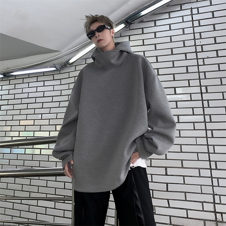 加厚加绒冬款男连帽套头卫衣设计感纽扣休闲外套WY109 P50图片
