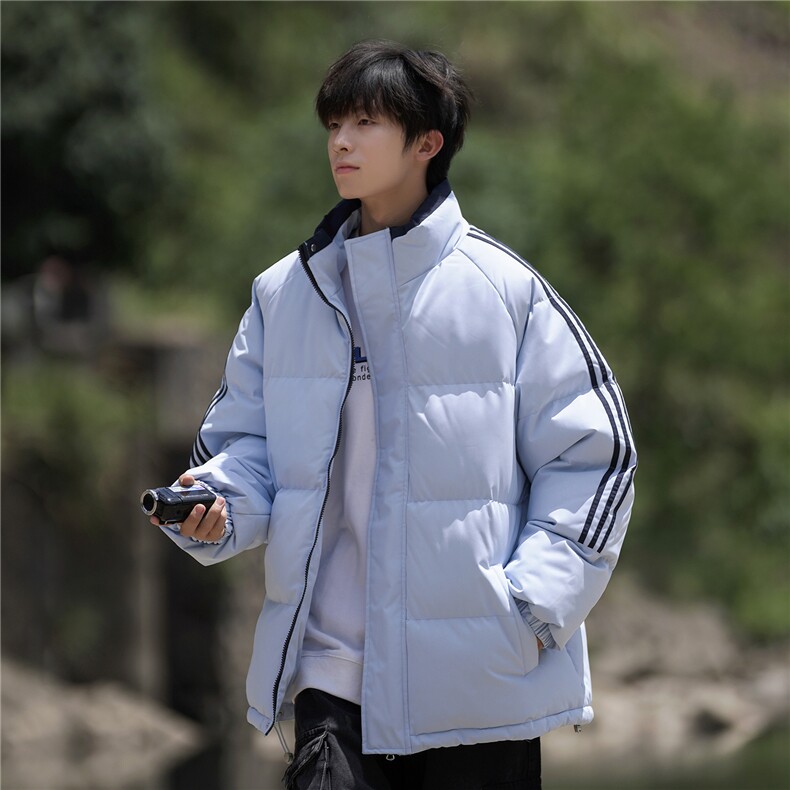 ！冬季条纹五防立领加绒加厚棉衣情侣撞色棉服外套MY7777-P68,男装棉衣,星座610B-1