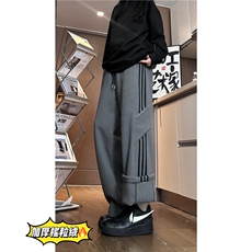 2025冬季新款潮流条纹保暖摇粒绒宽松休闲裤B315-K898-p55控78，男装休闲裤，电商B315