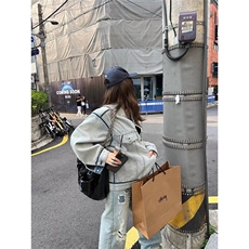 高街vibe牛仔外套女春秋港风chic潮拉链设计感小众夹克HH2567P72，男装工装外套，星座1013-5