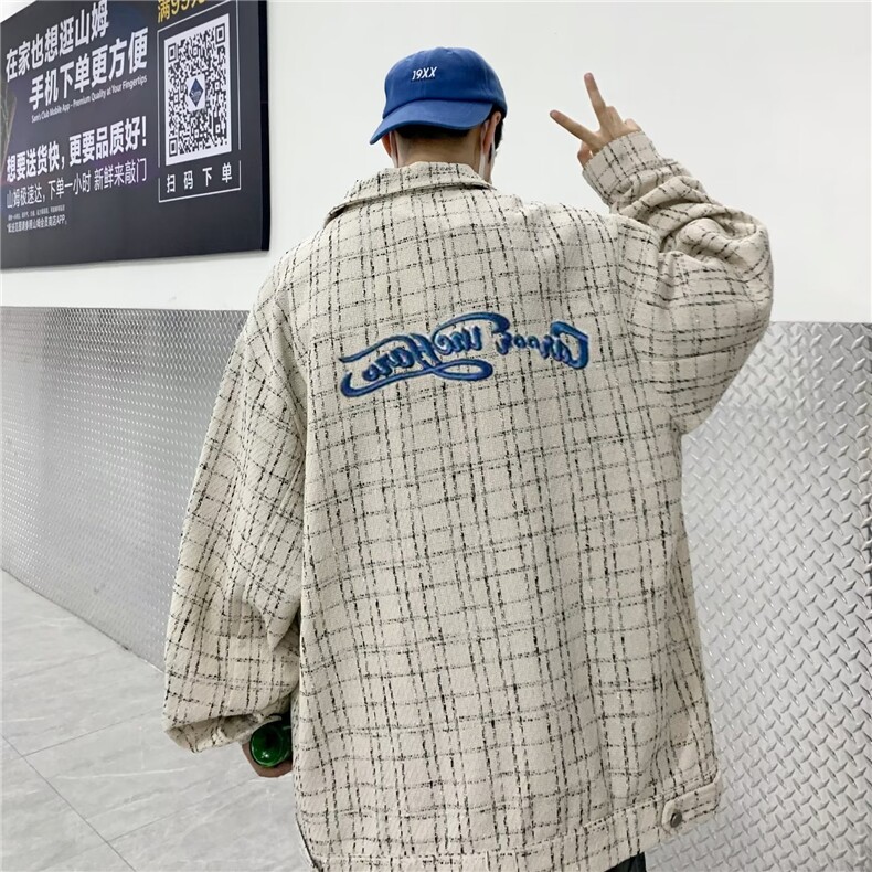 小香风衬衫外套男春季潮流高街翻领刺绣夹克MJ121P55,男装夹克,星座1116-2