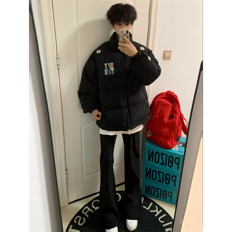 1506-1/M90011/P89美式复古刺绣字母立领棉服宽松保暖情侣外套,男装棉衣,星座1506-1