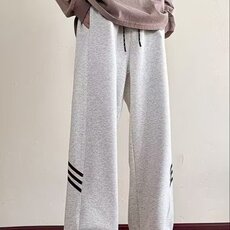 三条杠白花灰卫裤男款夏季cleanfit青岛即墨裤子直筒美式百搭长裤，男装休闲裤，星座506