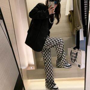 棋盘格阔腿裤，其它，XTZ style