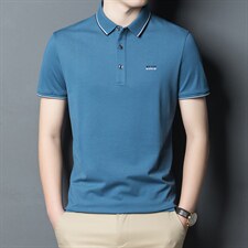 短袖T恤男翻领绣标时尚上衣夏季中年男士商务休闲纯色爸爸夏装潮，男装T恤，电商B212（原钱塘6029）